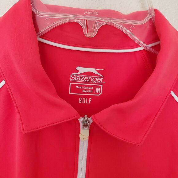 Slazenger Top Sleeveless 1/4 Zip Collared Solid Activewear Top Sz M Orange Golf - Picture 3 of 12